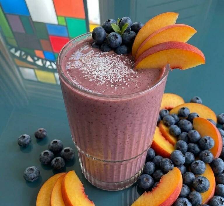 Batido de Arándanos y Melocotón