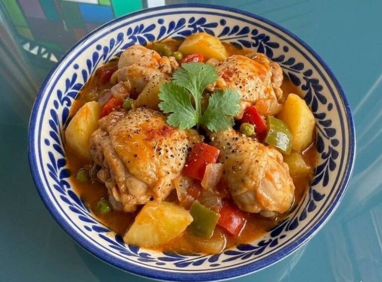 Pollo guisado casero con patatas