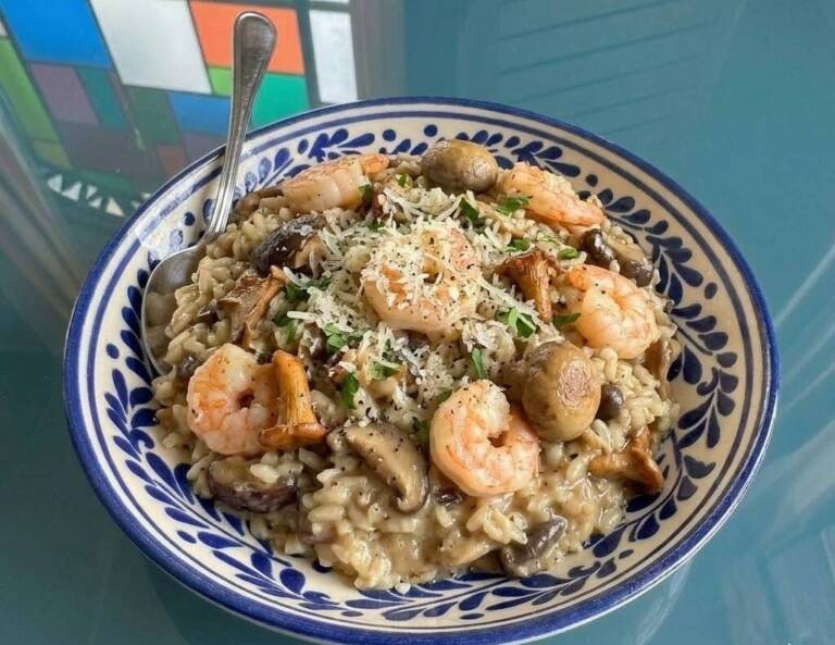 Risotto de setas y gambas